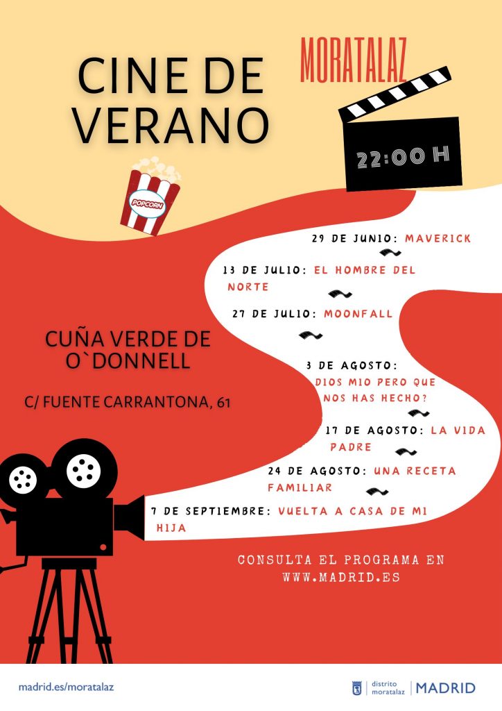 Cartelera del cine de verano en Moratalaz