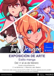 Cartel de la exposición de arte manga de Tiny Dragon
