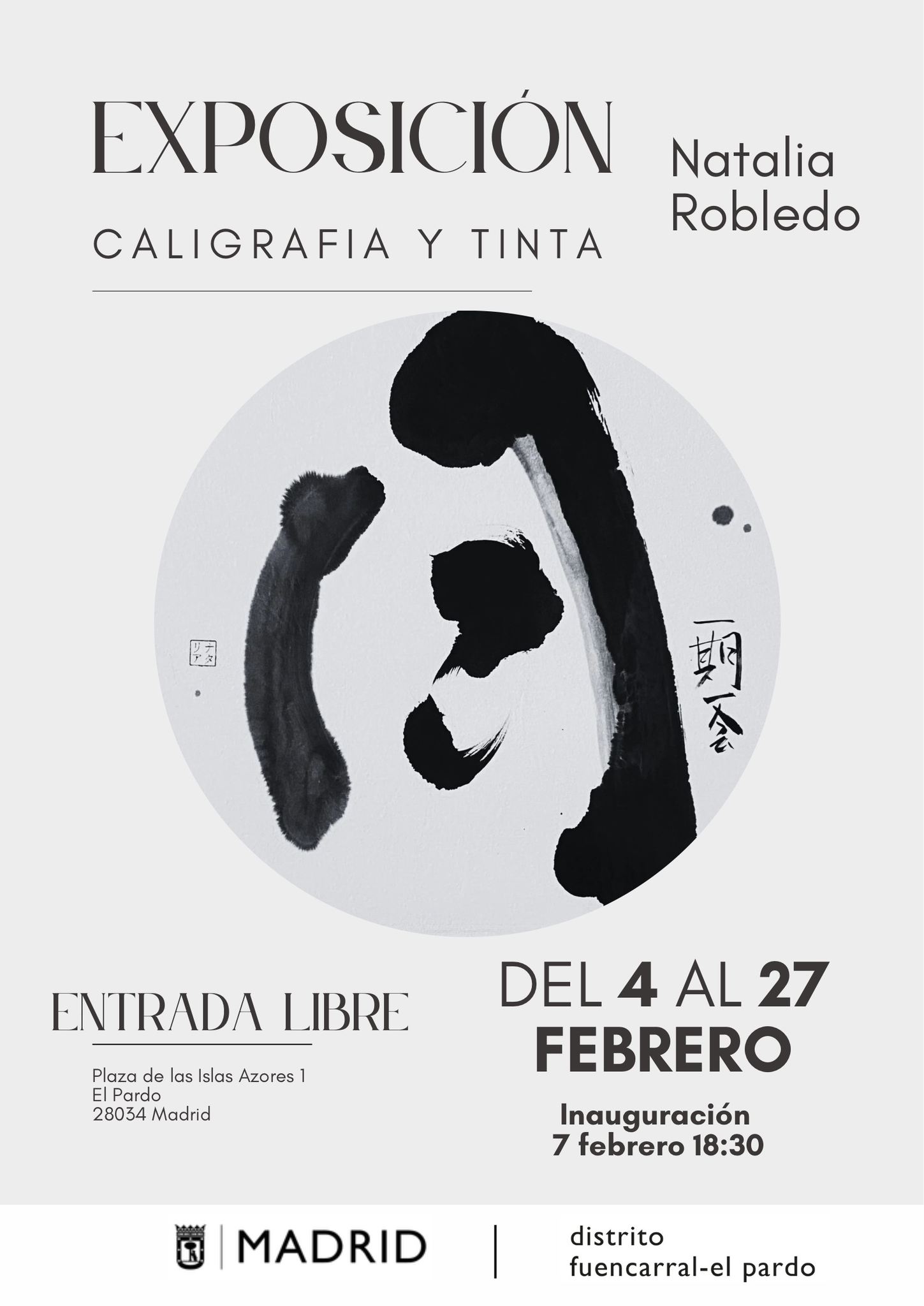 Cartel de la exposición 'Caligrafía y Tinta' de Natalia Robledo