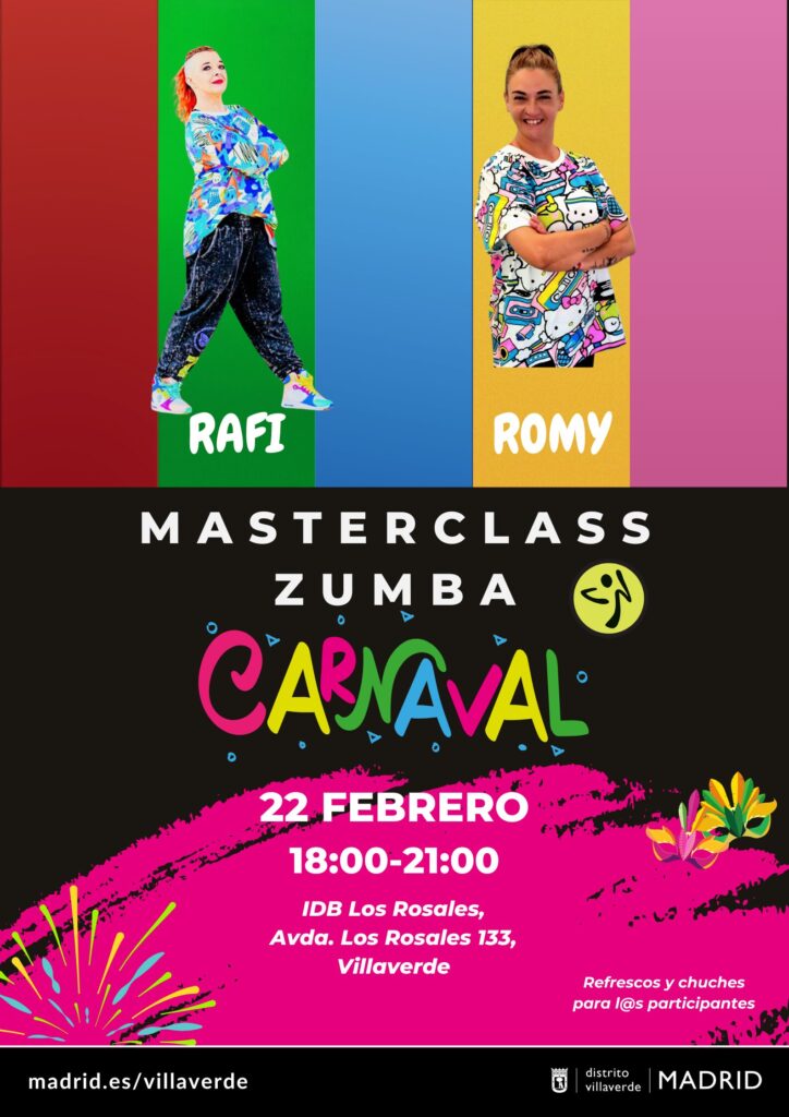 Cartel de la masterclass de zumba de Carnaval en el que aparecen las dos profesoras de baile