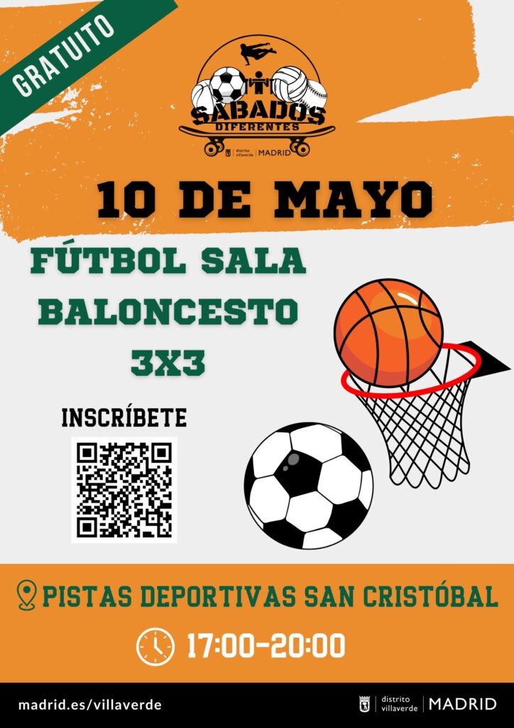 Cartel del torneo 3x3 que se ve una pelota de fútbol y baloncesto