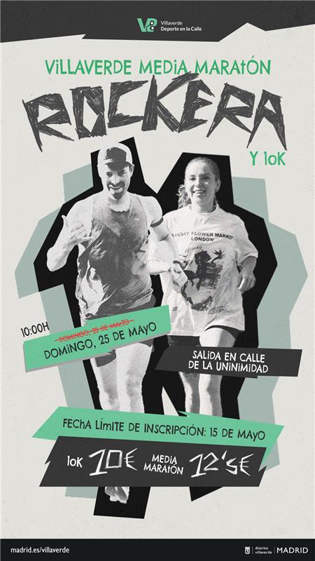 Cartel de la maratón con dos hombres corriendo
