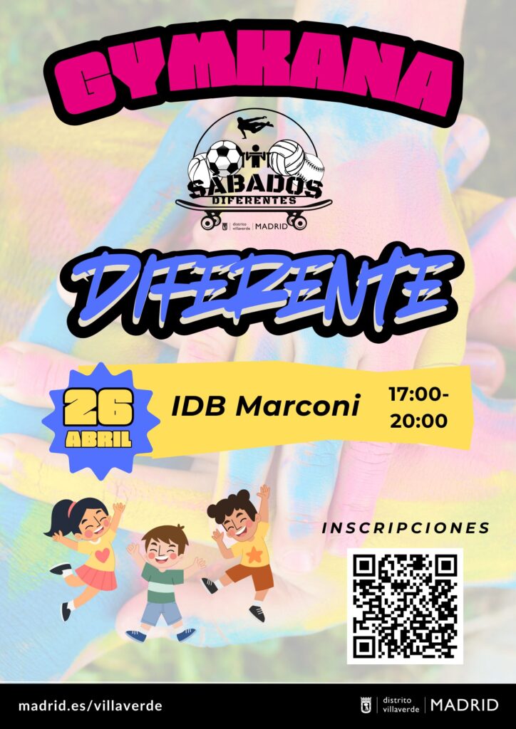 El cartel de la yimcana con unos niños dibujados