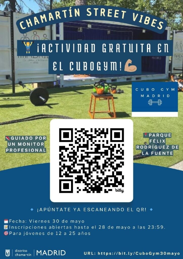 Cartel con una imagen de un cubo gym