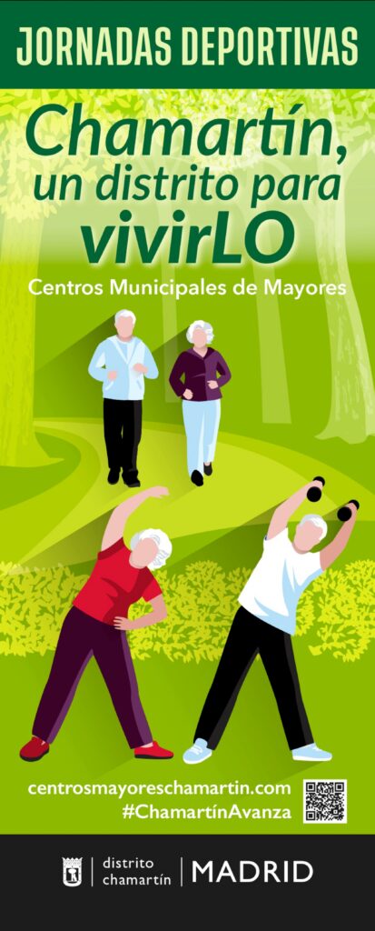Ilustraciones de mayores haciendo deporte en un parque