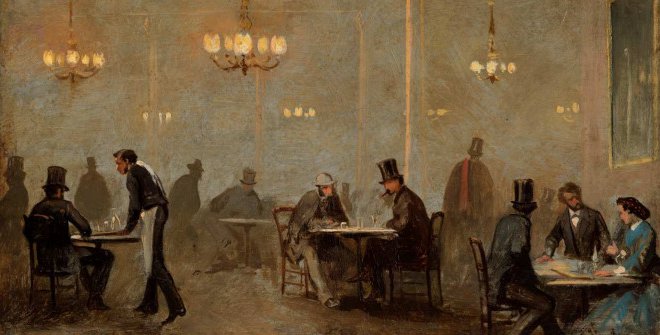 Cuadro de Madrid Bohemia que se ve el interior de una cafetería