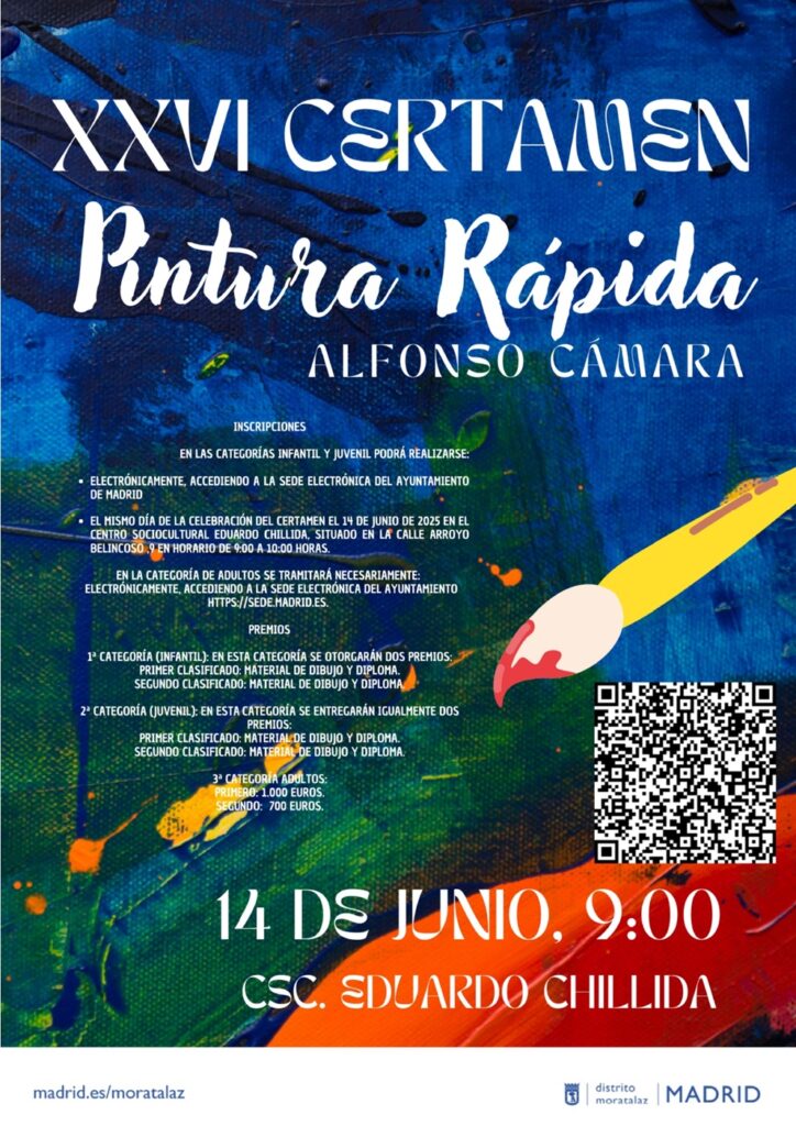 Cartel anunciador del certamen de pintura rápida Alfonso Cámara con las bases impresas