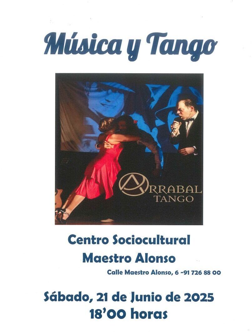Cartel del concierto 'Música y tango' con la información del evento