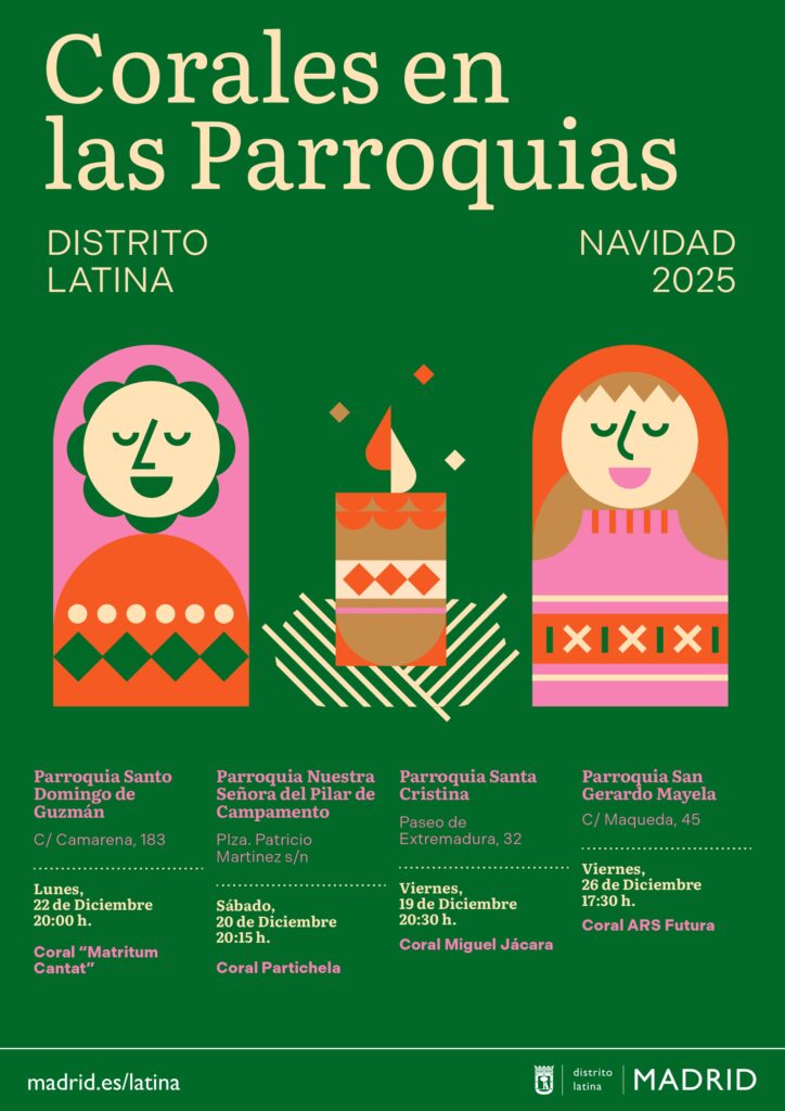 Cartel de corales con horarios y ubicaciones 