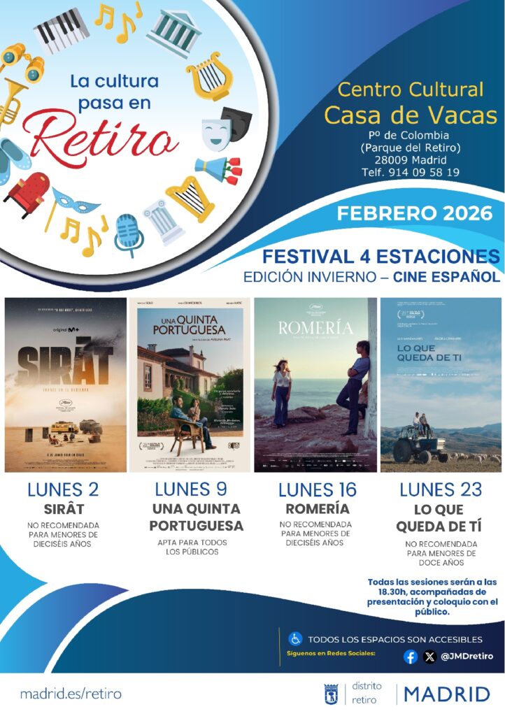 Cartel informativo del ciclo completo de cine en Casa de Vacas